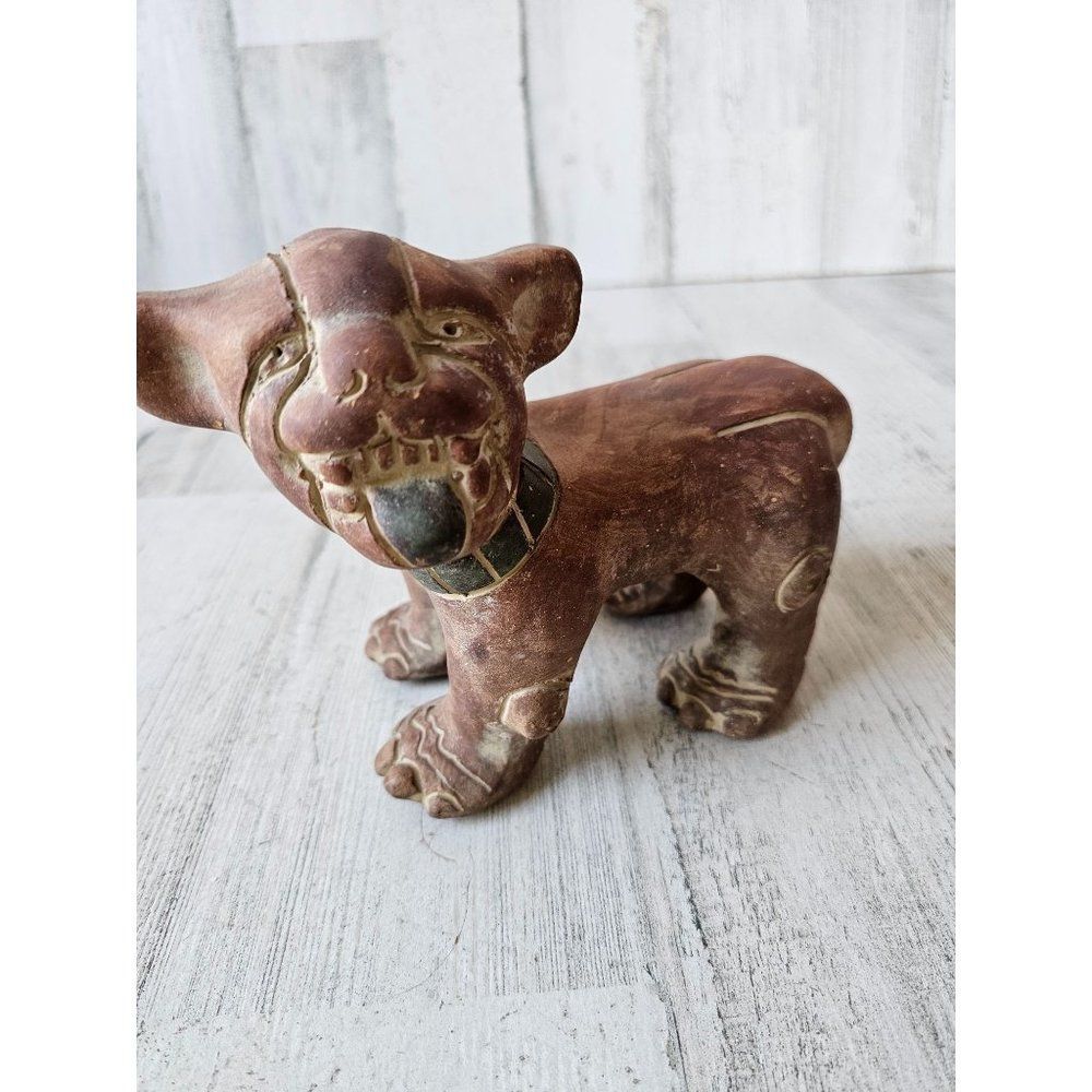 Aztec terra cotta pottery‎ dog bulldog puppy Mexican unique decor